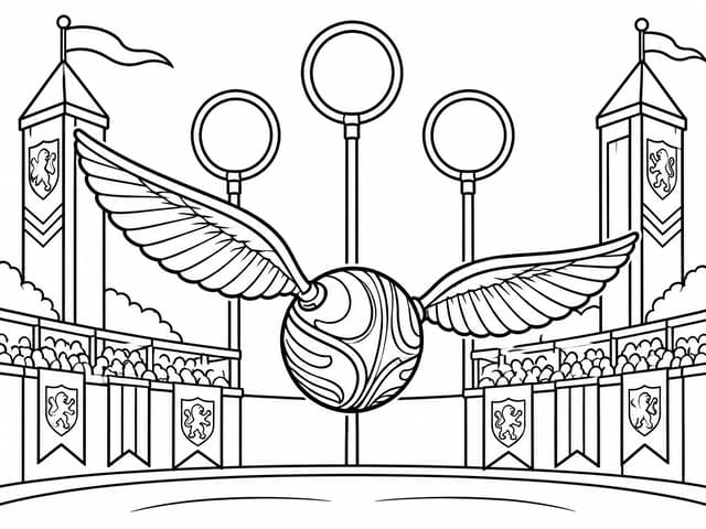 Quidditch Goldener Schnatz im Flug Ausmalbild
