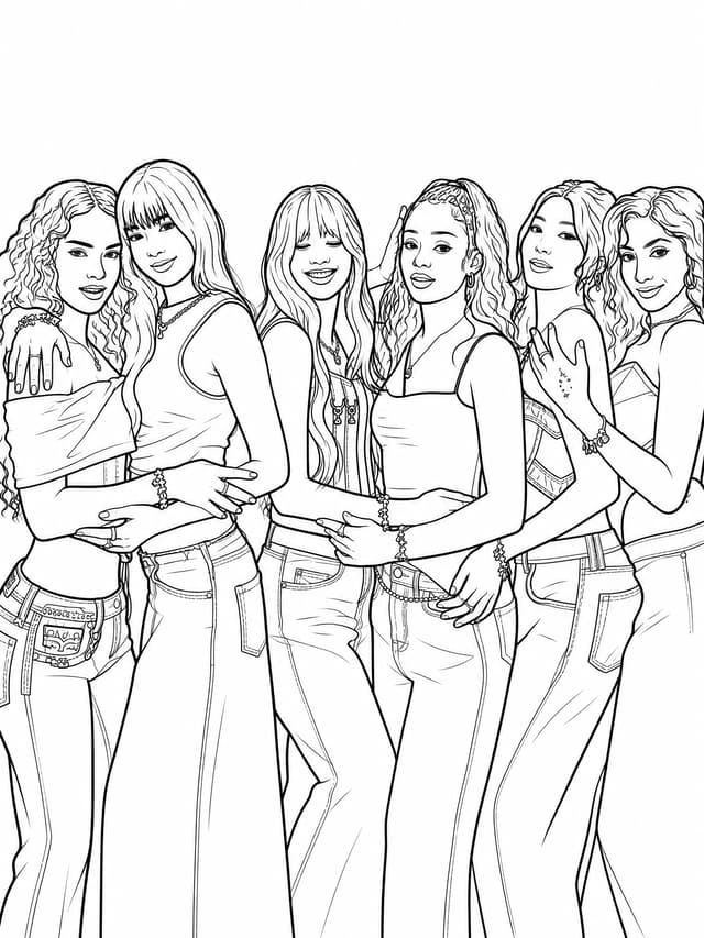 Katseye group coloring page