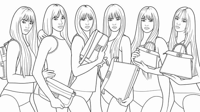 Fendi with Katseye coloring pages