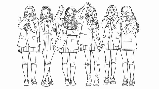 Katseye in Dream Academy coloring pages