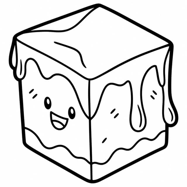 かわいいニードーの溶ける氷のキャラクター塗り絵プリント