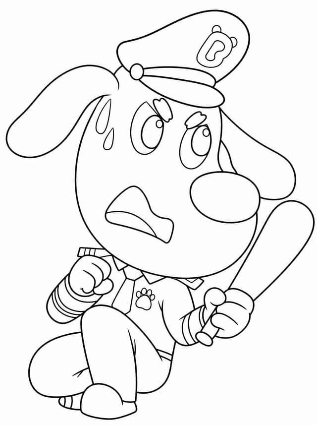 Sheriff Labrador looking surprised with baton