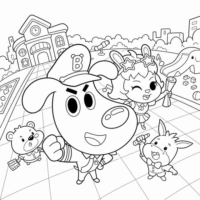 Sheriff Labrador Standing Confidently Coloring Page