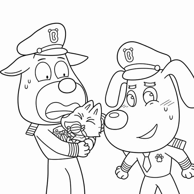 Officer Dobie and Sheriff Labrador Coloring Page