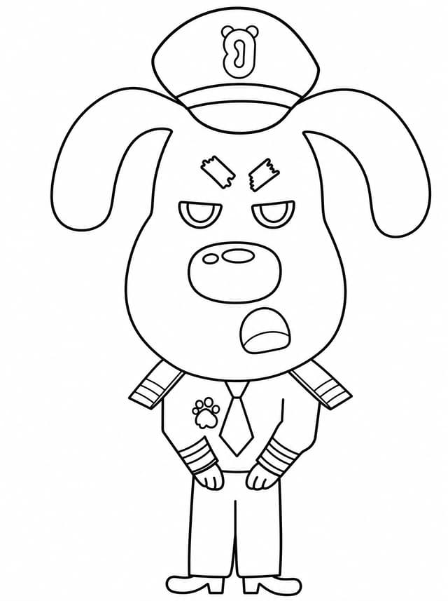 Sheriff Labrador Standing In Uniform Looking Serious Coloring Page