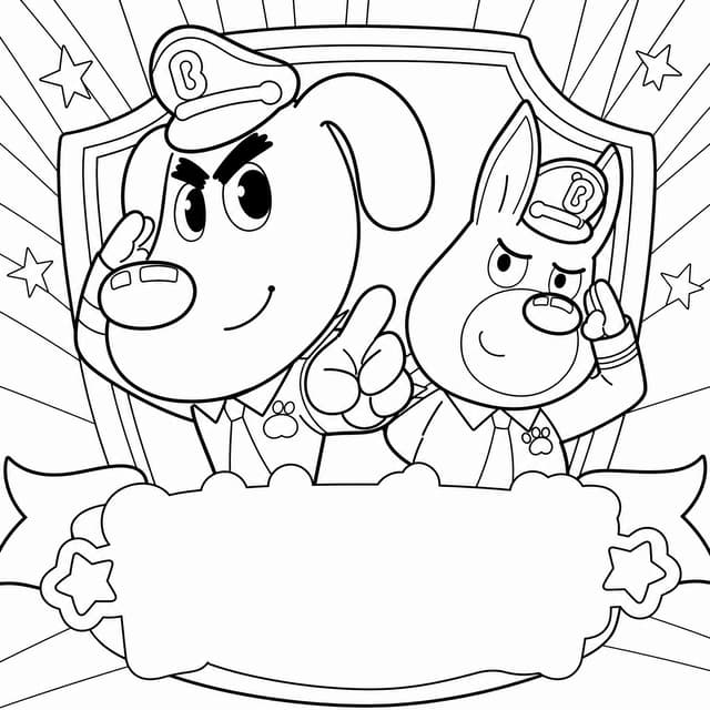 Sheriff Labrador Saluting with Partner Coloring Page