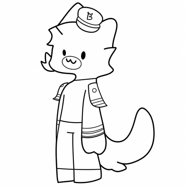 Phantom Cat in Sheriff Uniform Coloring Page