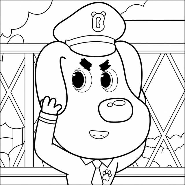 Sheriff Labrador Saluting Coloring Page