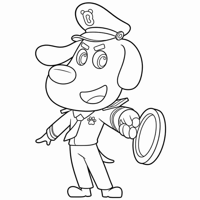 Sheriff Labrador investigating clues with magnifying glass coloring page
