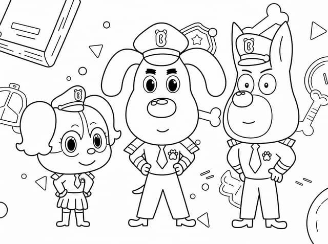 Sheriff Labrador and Officer Dobie coloring page