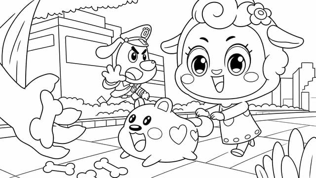 Sheriff Labrador Running With Officer Dobi Coloring Page