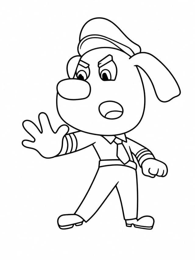 Sheriff Labrador Waving Hand Coloring Page