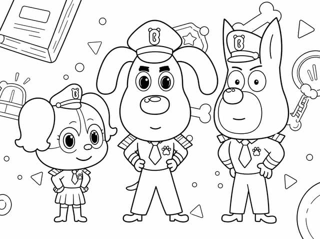 Sheriff Labrador standing with fellow officers