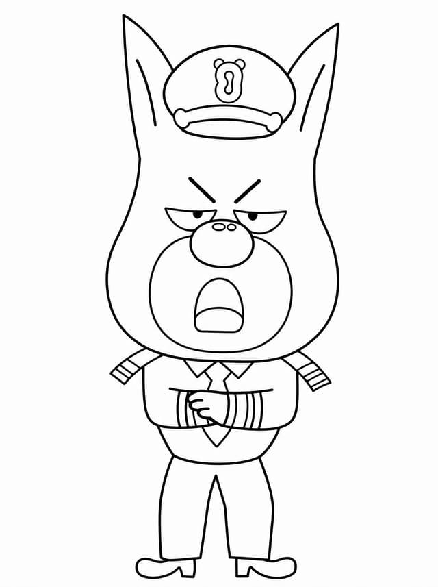 Officer Dobie Shouting Angrily In Police Uniform Coloring Page
