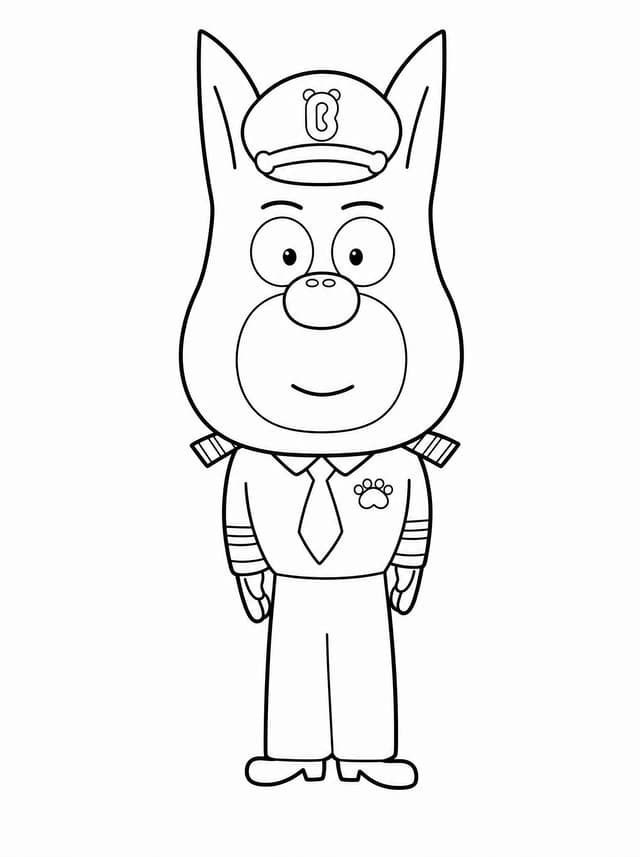 Officer Dobie Standing In Police Uniform Smiling Coloring Page
