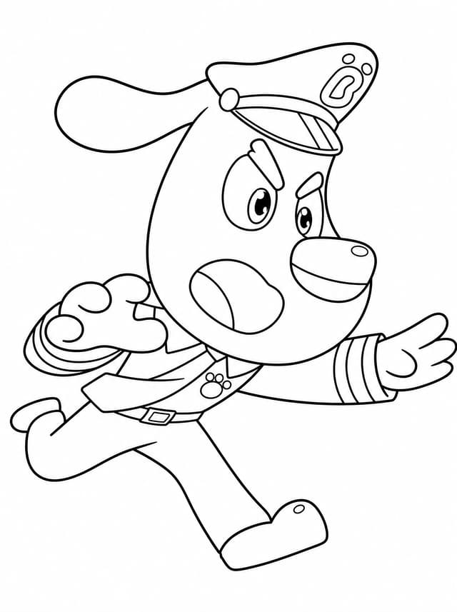 Sheriff Labrador Running in Police Uniform Coloring Page