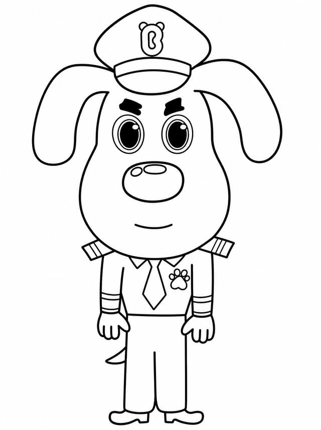 Sheriff Labrador Standing In Police Uniform Coloring Page