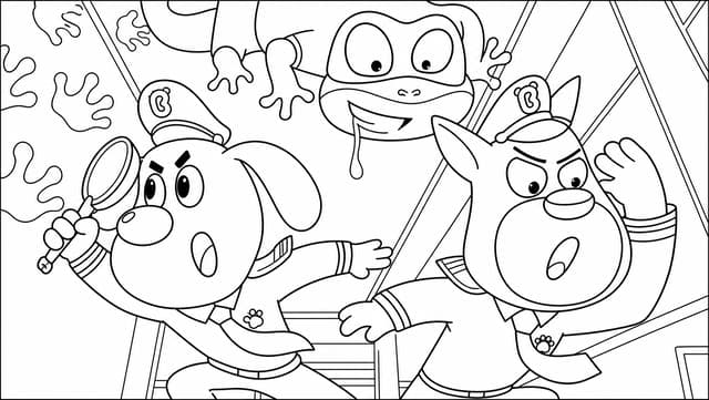 Sheriff Labrador Chasing a Mystery Coloring Page