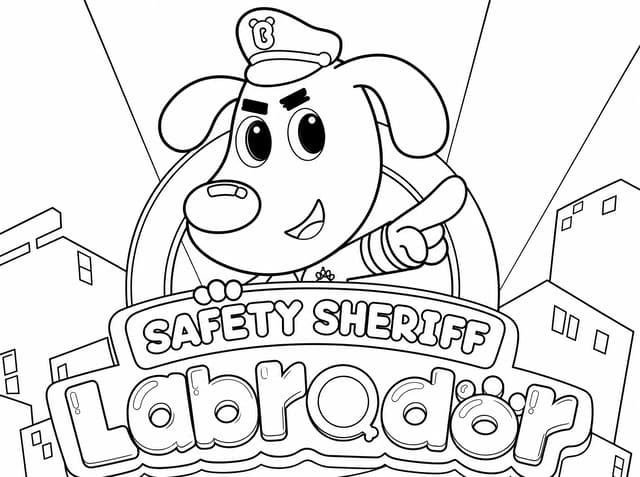Sheriff Labrador Pointing Confidently Coloring Page