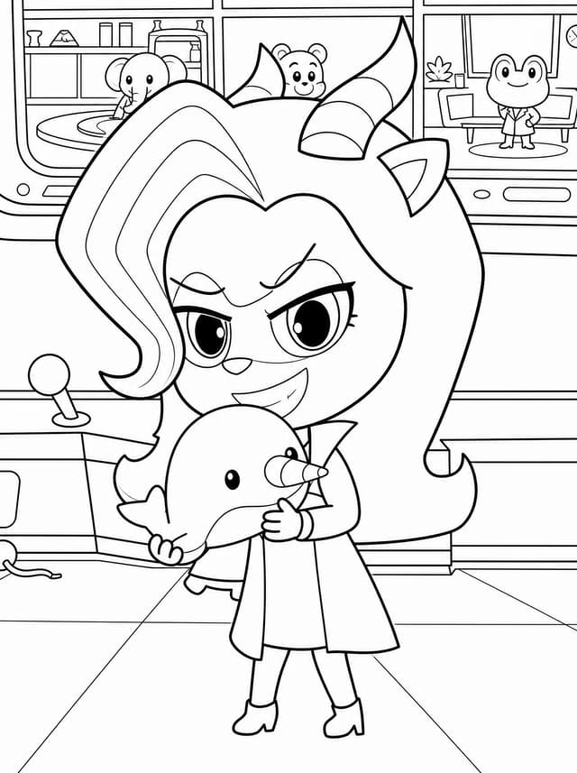 Dr. Antel Holding Pink Dolphin Toy Coloring Page