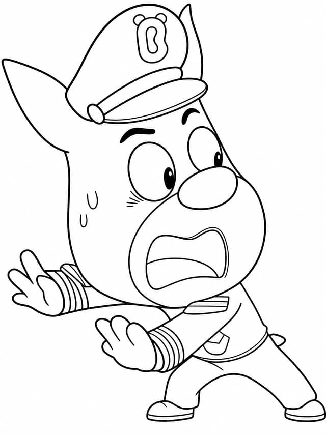 Scared Officer Dobie Running Coloring Page
