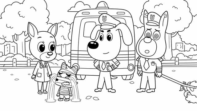 Sheriff Labrador and Officer Dobie Coloring Page