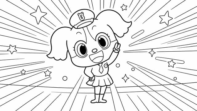 Papillon Waving Cheerfully In Police Uniform Coloring Page