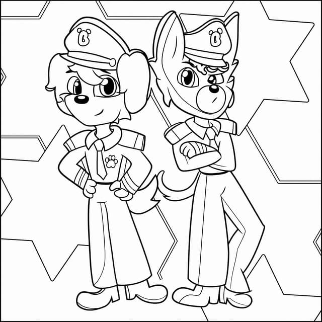 Sheriff Labrador And Officer Dobie Standing Confidently Coloring Page