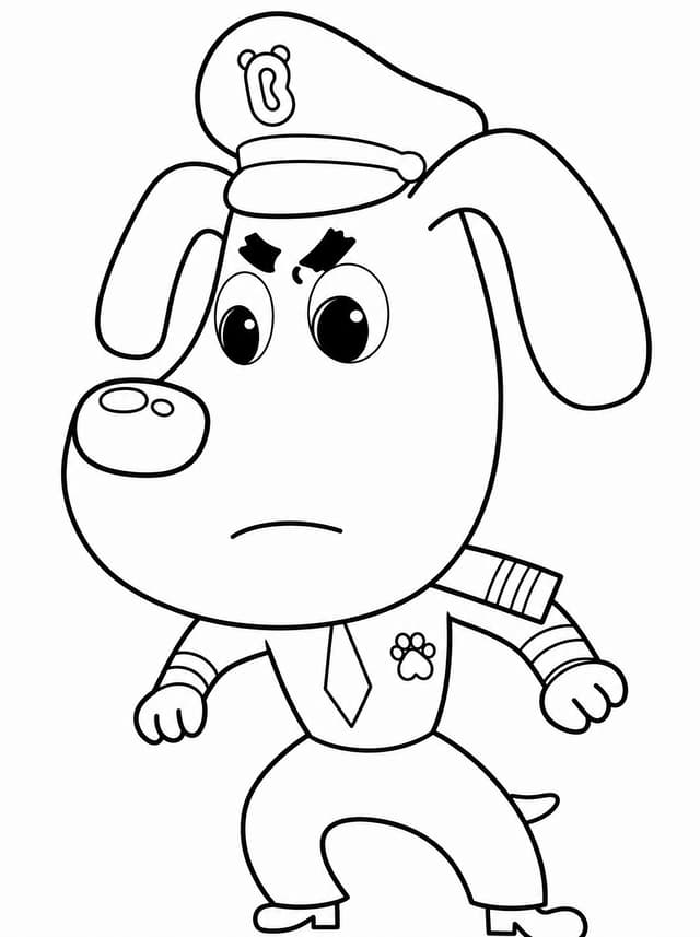 Sheriff Labrador Standing in Police Uniform Coloring Page