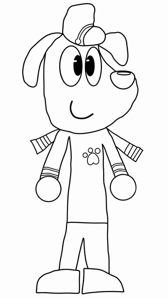 Sheriff Labrador Standing In Police Uniform Smiling Coloring Page