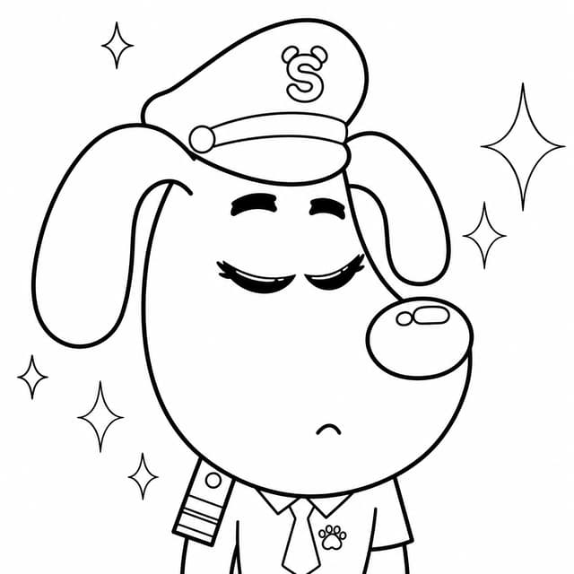 Sheriff Labrador Blushing With Closed Eyes Coloring Page