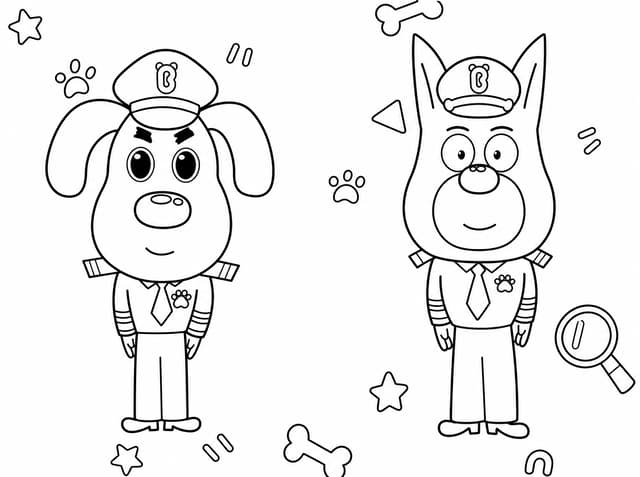 Sheriff Labrador And Officer Dobie Side By Side coloring page