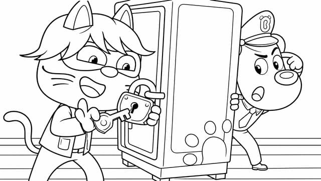 Phantom Cat Stealing From Locker Sheriff Labrador coloring page
