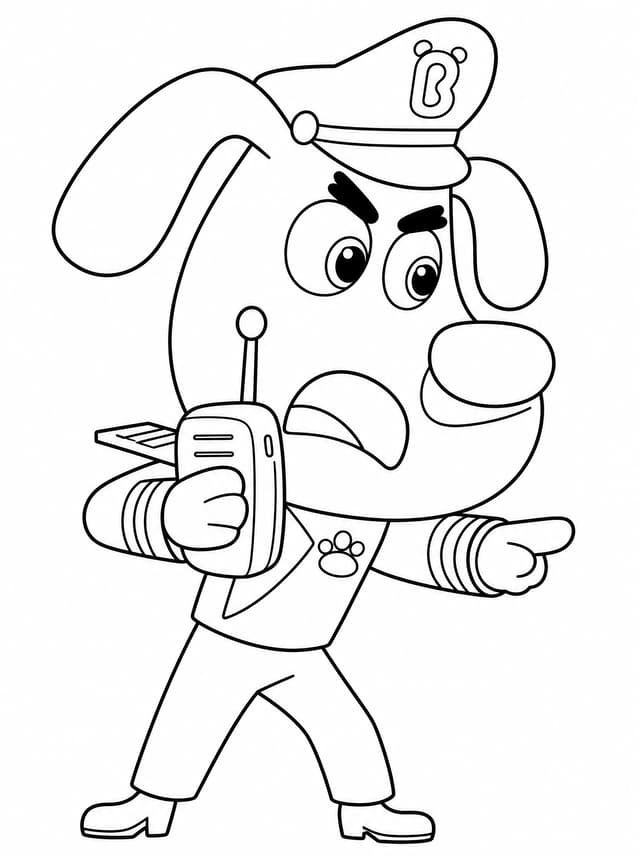 Sheriff Labrador Talking on Radio Coloring Page