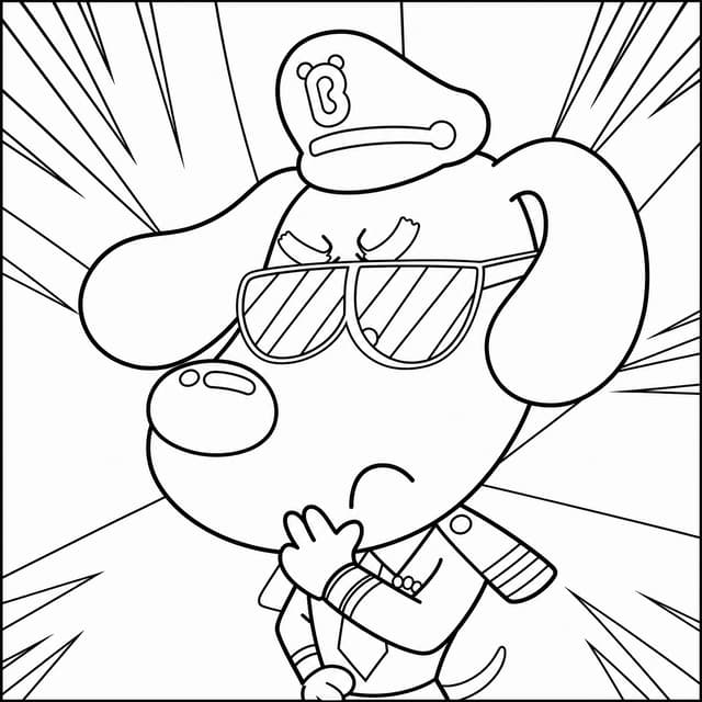 Sheriff Labrador deep in thought coloring page