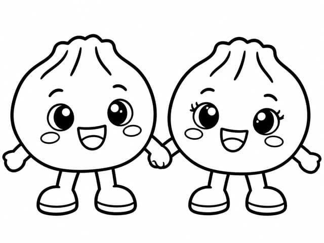 なかよし双子の餃子 塗り絵
