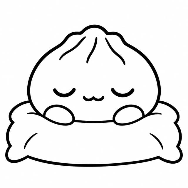眠そうなおやすみスクイーズ餃子の塗り絵プリント