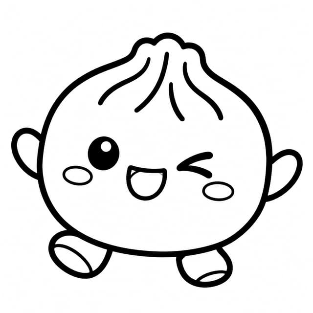 ウインクするスクイーズ餃子の塗り絵