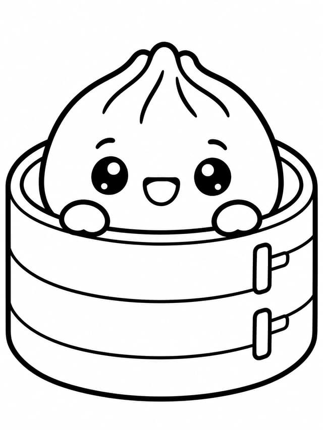 せいろの中の餃子塗り絵プリント