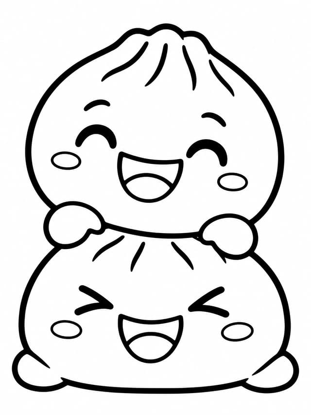 仲良し餃子の積み重ね 塗り絵プリント