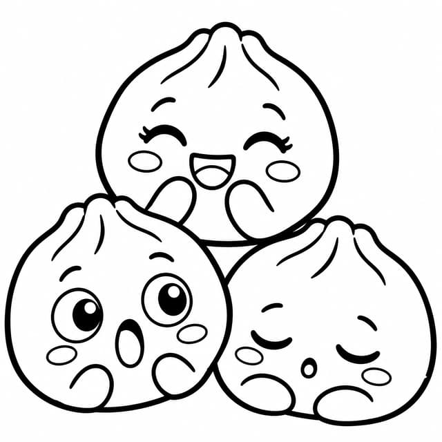 いたずらスクイーズ餃子トリオの塗り絵