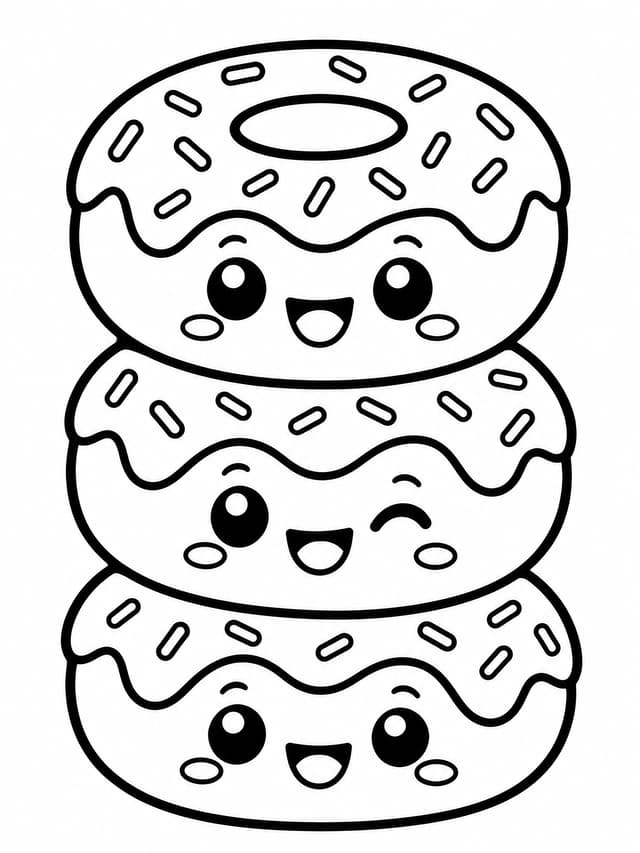 Gestapelte Donut-Squishys Ausmalbild