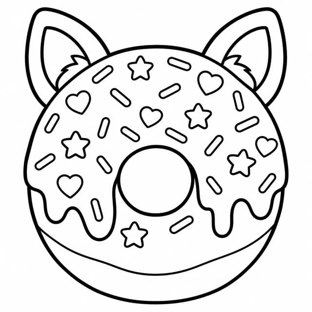 Verziertes Squishy-Donut-Ausmalbild mit Streuseln