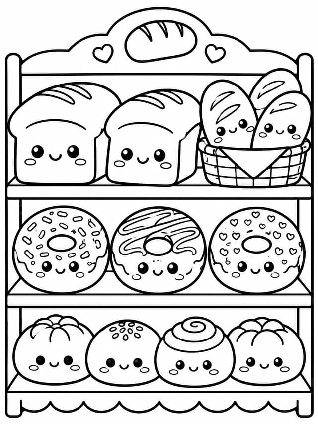 Squishy Bäckerei Auslage Ausmalbild