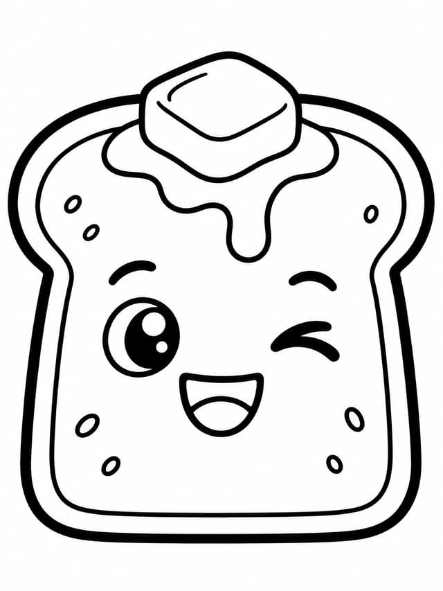 Lustiges Squishy-Toast Ausmalbild