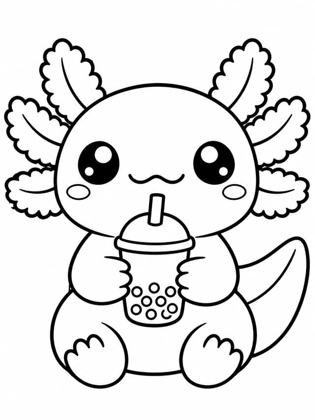 Kawaii Squishy Axolotl Ausmalbild