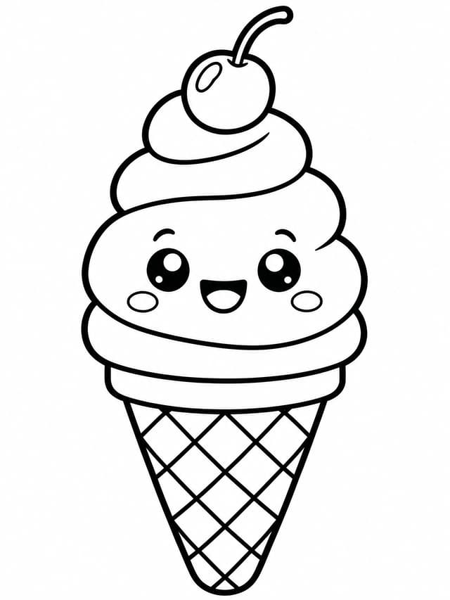 Fröhliches Eiswaffel-Squishy Ausmalbild