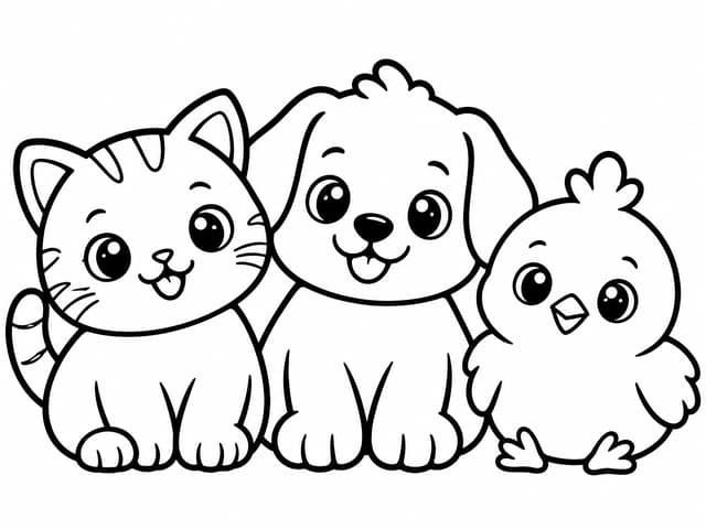 Tier-Trio Squishy Ausmalbild