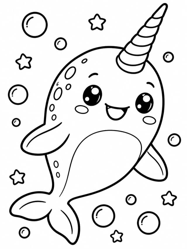Magisches Squishy-Narwal Ausmalbild