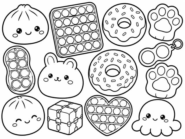 Kawaii Fidget Toy und Squishy Ausmalbild